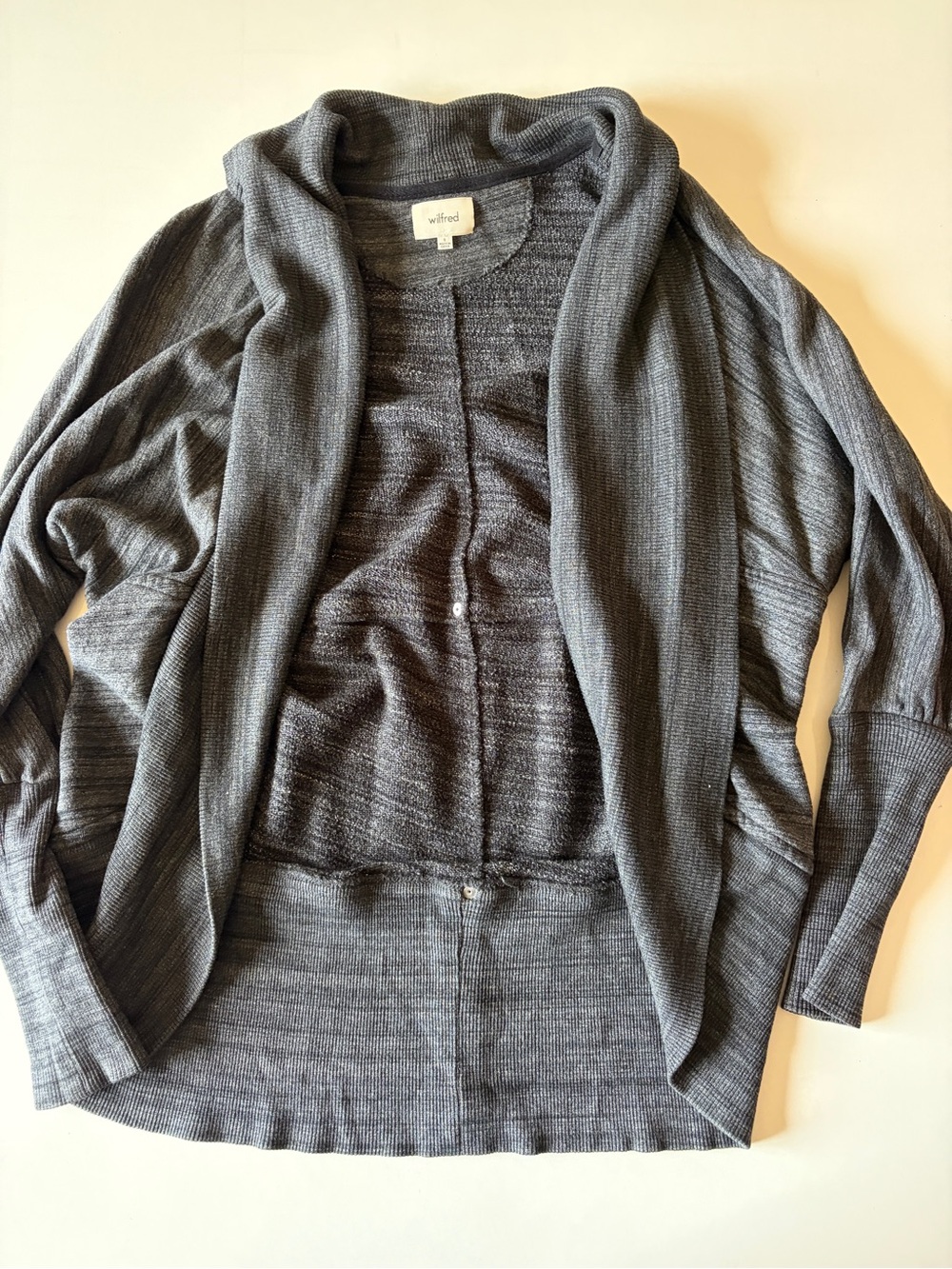 Wilfred gray open cardigan marled stud women’s size small cotton modal blend